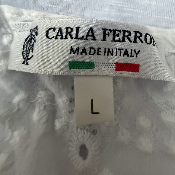 Etsy-style Broderie Anglaise White Cotton Dress Carla Ferro Made in Italy L - Picture 4 of 7